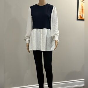 Navy blue vest with attached blouse